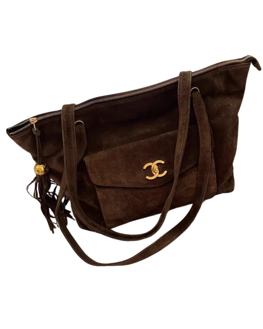 Chanel Chocolate Suede Vintage CC Tote