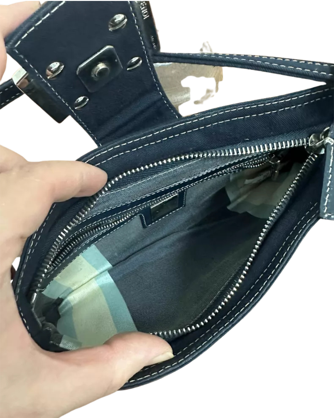 Fendi Baguette Denim Shoulder Bag