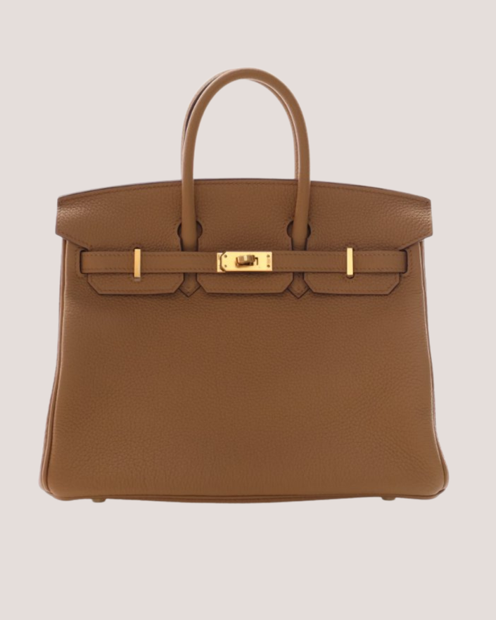 Hermès Birkin 25 — Biscuit Togo Leather, Gold Hardware
