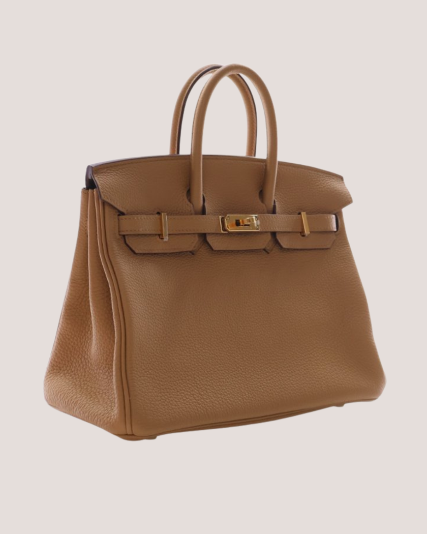 Hermès Birkin 25 — Biscuit Togo Leather, Gold Hardware