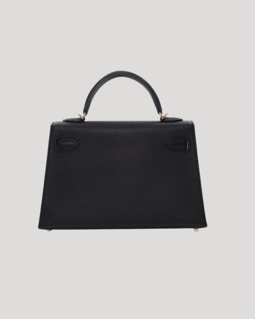 Hermès Mini Kelly 20 — Noir Chevre Leather, Gold Hardware