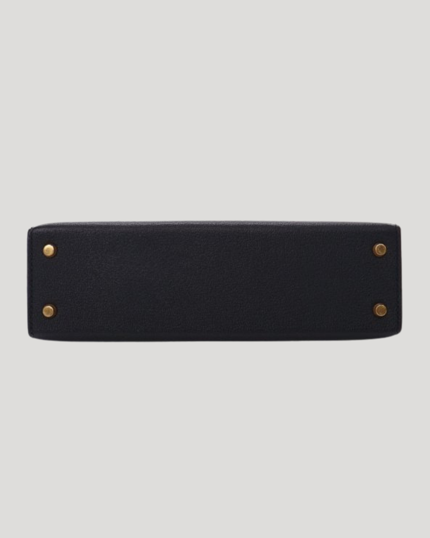 Hermès Mini Kelly 20 — Noir Chevre Leather, Gold Hardware